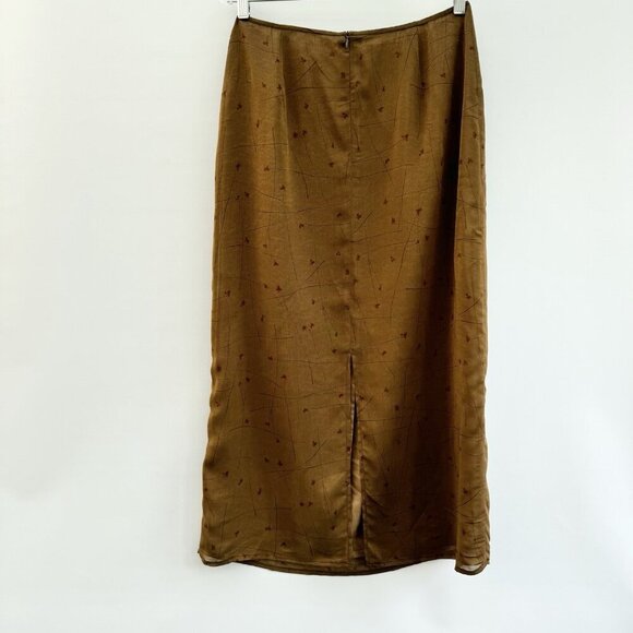 Vintage Tristan & Iseut Sheer Chiffon Floral Camel Color Maxi Skirt Sz 12 Lined - Picture 2 of 12